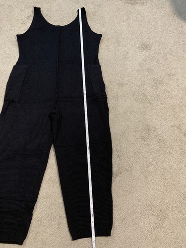 Wimoll Jumpsuit Womens Small Black Knit Sleeveless Overalls Pockets Soft Stretch - Picture 11 of 12