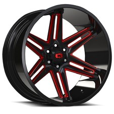 20x12 -51 Vision 363 Razor 6x5.5 Black Milled Spoke W/Red Tint Wheels (Set of 4)