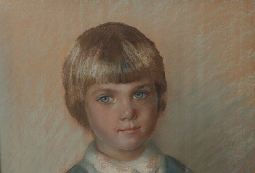 Gertraute Truppe (1919-2019) Vintage Pastel Portrait Of Girl With Flowers - Picture 3 of 6