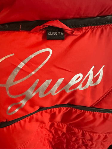Guess Women's Red Black Packable Lightweight Full Zip Puffer Jacket Size XL - Picture 5 of 7