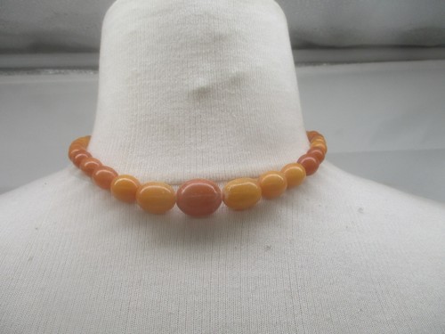 Antike Damen Halskette Perlenkette „Butterscotch Bernstein“ (K17)