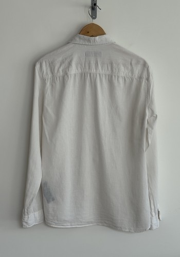 Allsaints “Wayland” Long Sleeve Shirt Linen Blend White Large - Picture 12 of 13