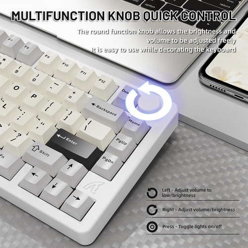 ATTACK SHARK X86 75% RGB Bezprzewodowa mechaniczna klawiatura do gier, w pełni aluminiowe CNC - Zdjęcie 6 z 28
