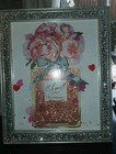 GORGEOUS C C DIAMOND FASHION CRYSTAL GLITTER SILVER FRAME + PRINT ORNAMENT BLING