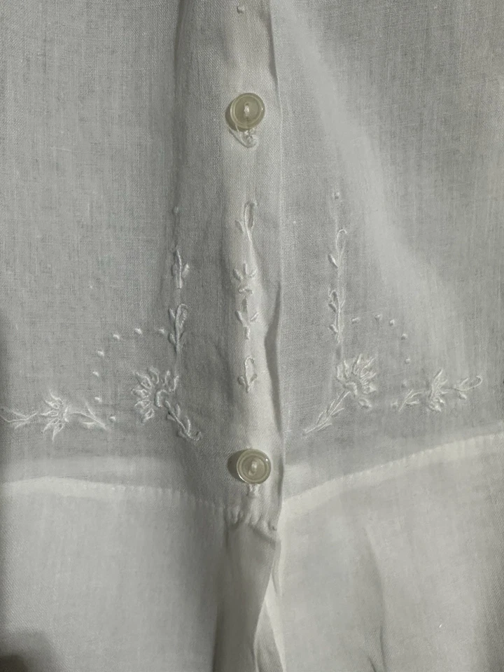 Antique Baby Gown 1900’s Ivory Pintucks 12M Embroidered Handmade - Image 4 of 4