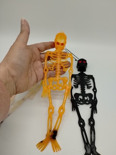 Scheletri in plastica morbida Halloween arancione nero bianco 10,5 pollici - Foto 6 di 7
