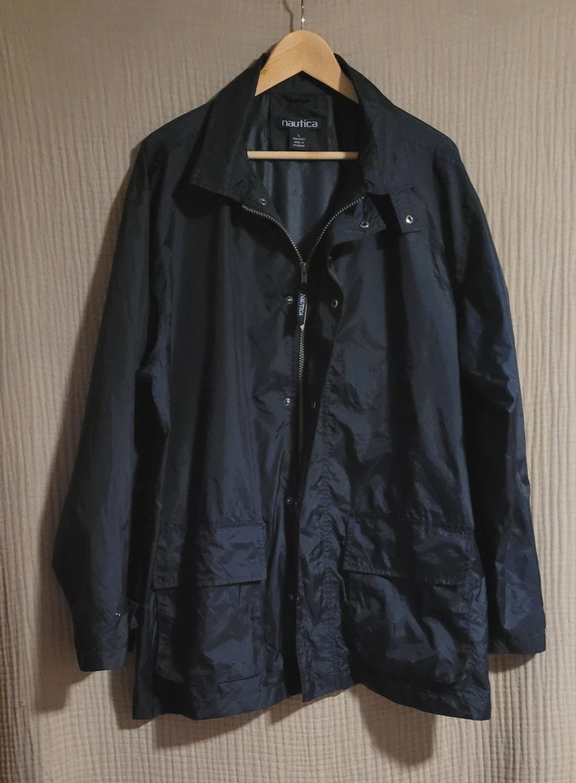 Nautica Men's Large Navy Blue Full Zip Windbreaker Lightweight Jacket
