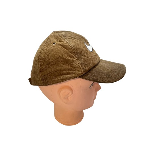 Cappello berretto pelle Nike marrone vintage cinturino regolabile ricamato bianco swoosh - Foto 3 di 13