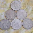 Lot of 6 Peace Silver Dollars 1922 Circulated $1 Coins