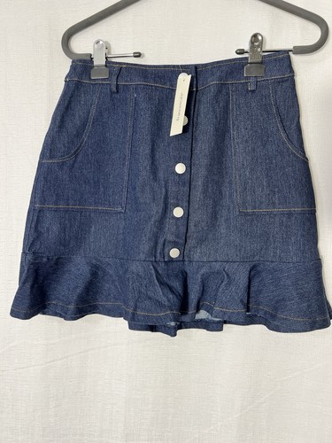 NWT Francesca’s Riley Drop Waist Mini Denim Skirt Boho Ruffles Womens Medium - Picture 3 of 8
