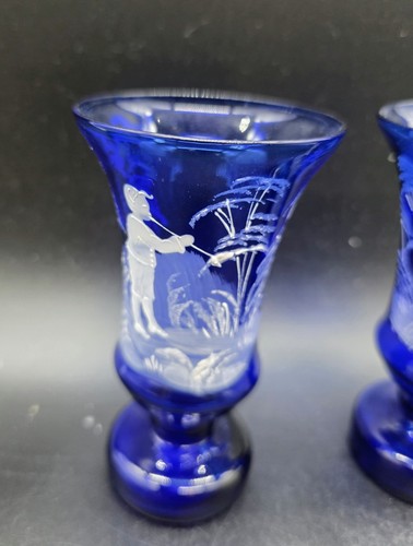 Juego/2 copas de cóctel vintage Empoli de vidrio artístico italiano Mary Gregory 4,75" - Imagen 3 de 9