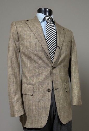Vintage J Press Wool Brown Glen Plaid 3/2 Suit Jacket Sport Coat Men's 40 R - Picture 2 of 9