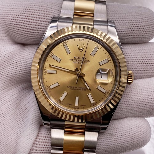 Rolex Datejust II 116333 Jaune Acier Doré Champagne Cadran Automatique Montre - Photo 3 sur 12