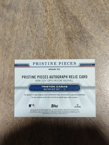 2024 Topps Pristine - Pristine Pieces Autograph Relics Triston Casas #PPAR-TC... - Picture 2 of 2