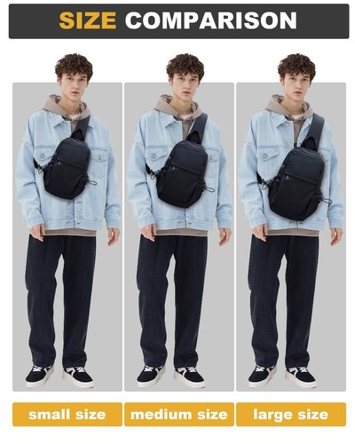 Bolso Bandolera Negro Mediano para Hombre y Mujer - Mochila Bandolera Deportiva para... - Imagen 2 de 9