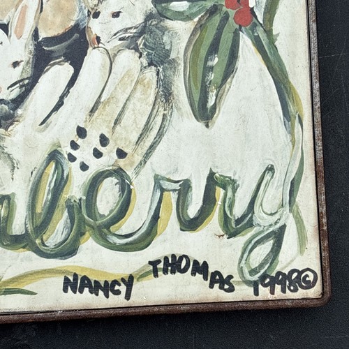 Placa de pared de nieve Winterberry arte popular vintage de Navidad Nancy Thomas (RARA) 10x10 - Imagen 4 de 12