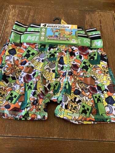 Minecraft Boy's Multicolor Athletic Boxer Briefs Underwear 4-Pack Size L (10-12) - Picture 5 of 10