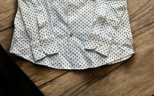 Camicia elegante Hugo Boss uomo HAL Kent casual fit bianco pastello jersey cotone 38 S 15 - Foto 7 di 13
