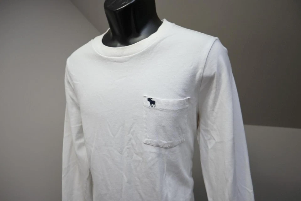 Camiseta Abercrombie & Fitch Ajuste Muscular Manga Larga Blanca Niños Talla 2XL XXL Foto 3 de 4