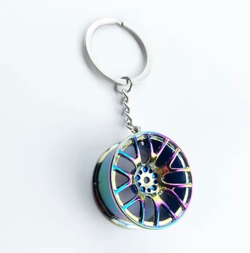Metal Keychain Car Wheel Key Ring Car Style Key Chain Purse Backpack Charm - Picture 5 of 6