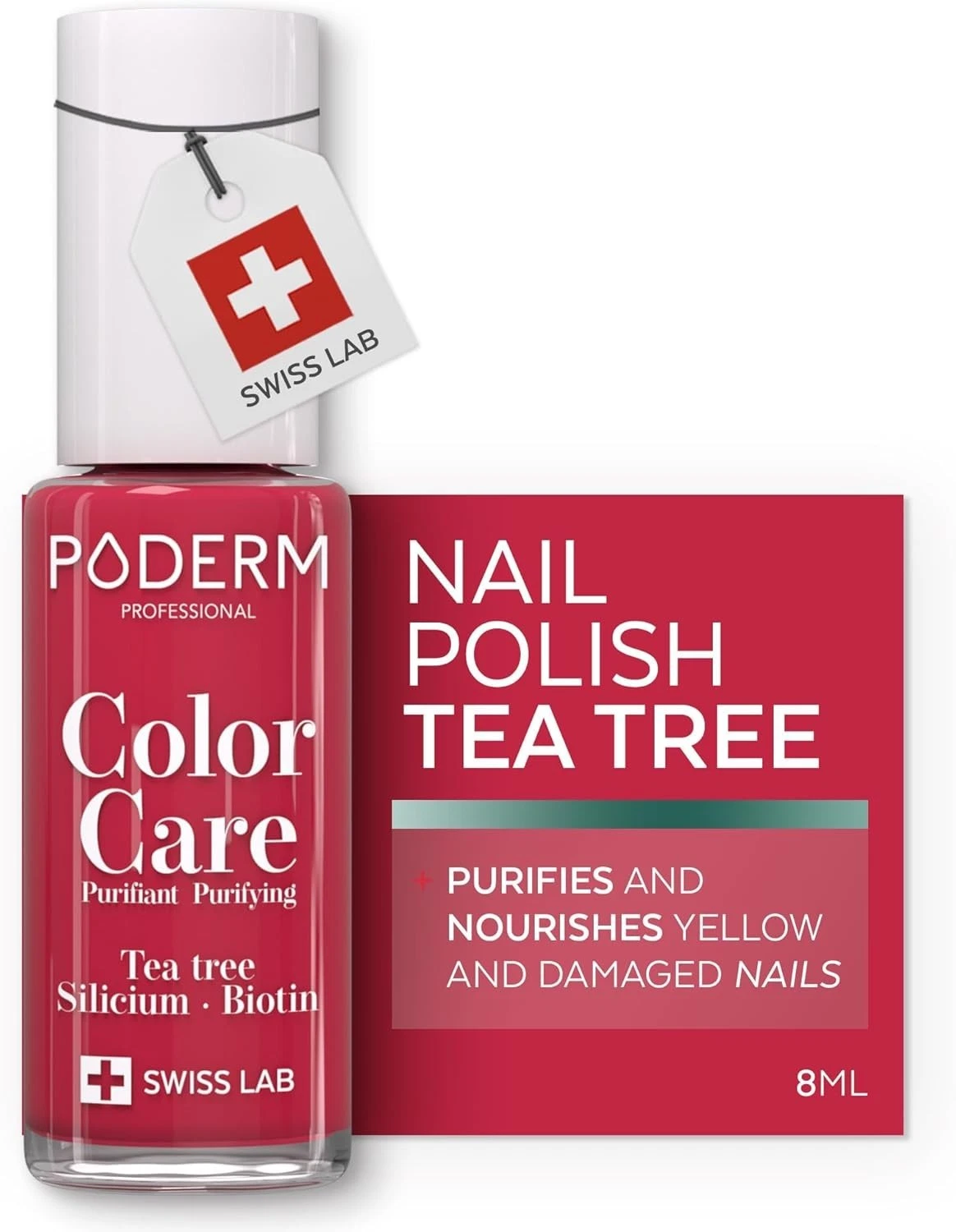 PODERM Swiss-Made Antifungal Nail Polish Red Rose | Breathable Treatment with T