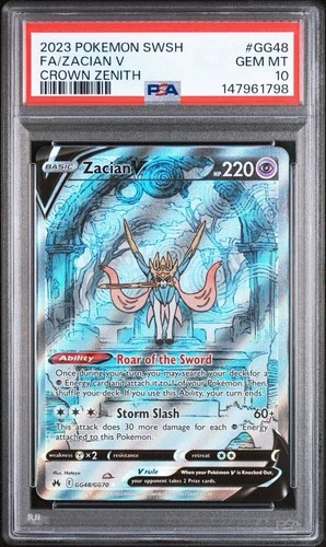 PSA 10 GEM MINT Zacian V GG48/GG70 Crown Zenith Holo Pokemon Card