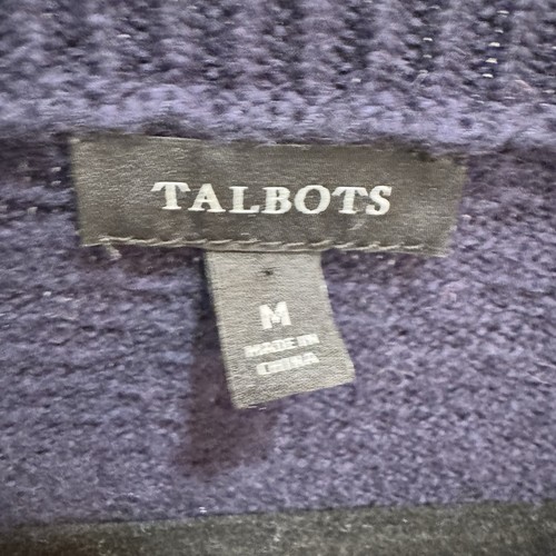 TALBOTS Christmas Sweater Women Medium Blue Winter Scene Cabin Crewneck Pullover - Picture 6 of 10