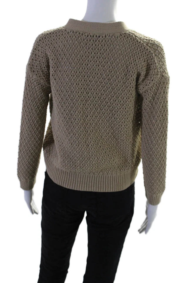 Cárdigan Madewell Mujer Algodón Manga Larga Con Botones Cuello en V Beige Talla XXS Foto 3 de 4