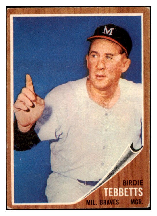 1962 TOPPS #588 BIRDIE TEBBETTS BRAVES VG-EX SET BREAK 527709 (KYCARDS)