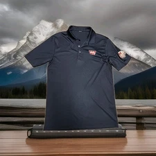 Warn Industries 70th Anniversary Logo Blue Lightweight Polo Shirt Mens Medium