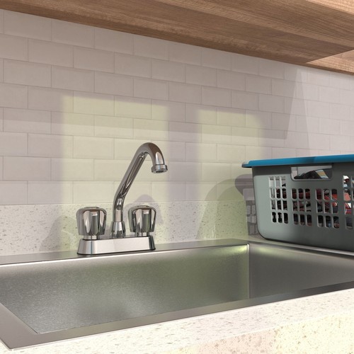 High Arc Laundry Faucet Dual Handle Utility Sink 3/4 Hose Connection Ceramic New - Picture 3 of 7