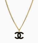 CHANEL Collier CC Noir et Or 34590 146385826
