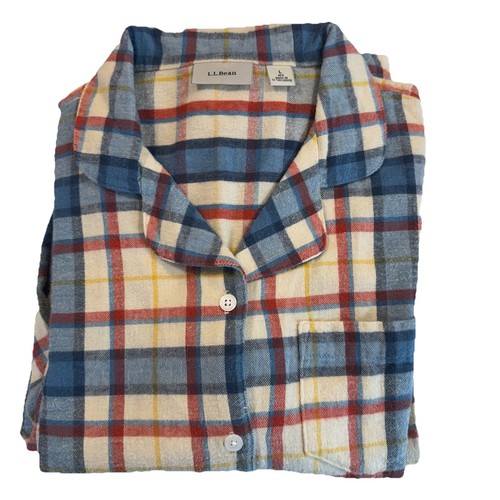 LL Bean Women's Scotch Plaid Flannel Pajama Set Freeport Cream Size Large - Picture 2 of 9