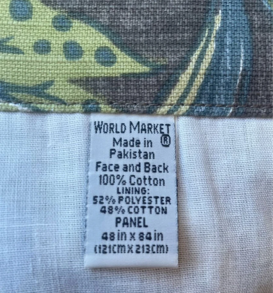 Par de paneles de cortina forrados florales World Market Tamara marrón verde azul Foto 4 de 4