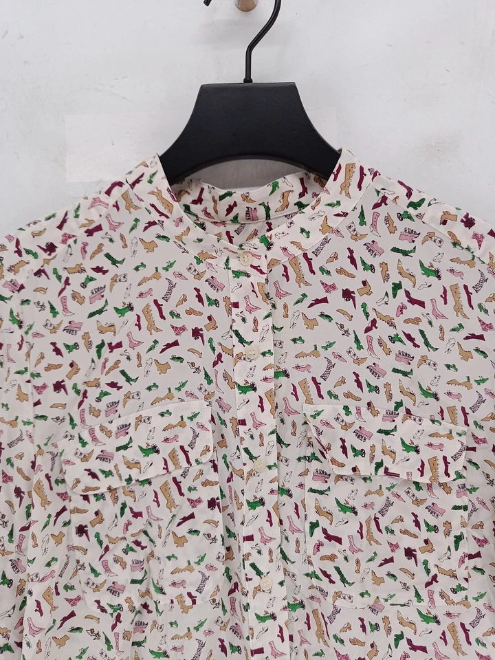 Blusa para mujer Whistles UK 10 crema 100 % seda manga larga cuello básico Foto 3 de 4