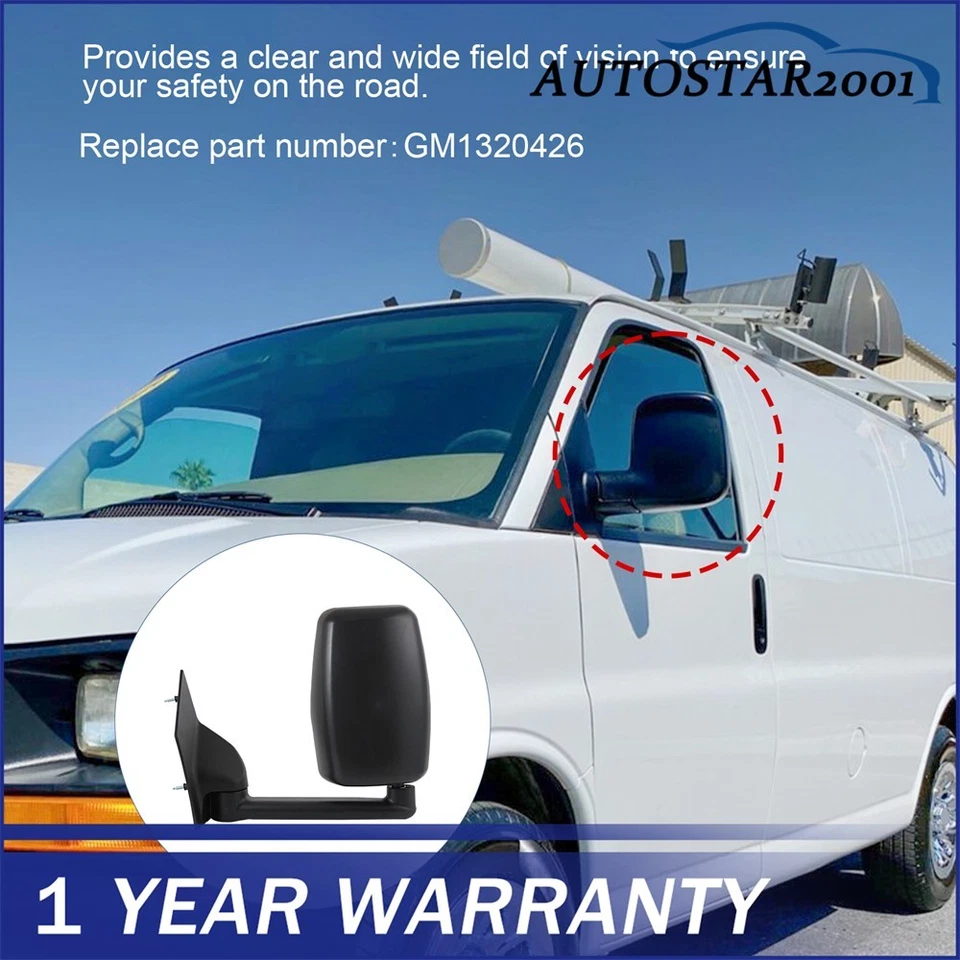 LH + RH пара ручной буксировки зеркала гладкий для Chevy Express Savana Van 2003-17 новый - Изображение 4 из 4