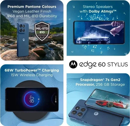MOTOROLA Edge 60 Styls-(256GB Storage 8GB RAM-Gibraltar Sea) global version - Picture 4 of 15