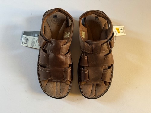 M&S HERREN NATUR GEWACHST BRAUN LEDER SANDALE REISSVERSCHLUSS GRÖSSE 10 NEU MIT ETIKETT - Bild 1 von 15