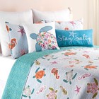 St. Kitts King 3 Piece Cotton Bed Quilt Set Coastal Beach Theme Sea Life Turt...