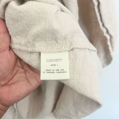 Vestido Giannetti 100% Lino Elegante Crema Envolvente con Mangas Cortas Avena Natural 4 - Imagen 5 de 12