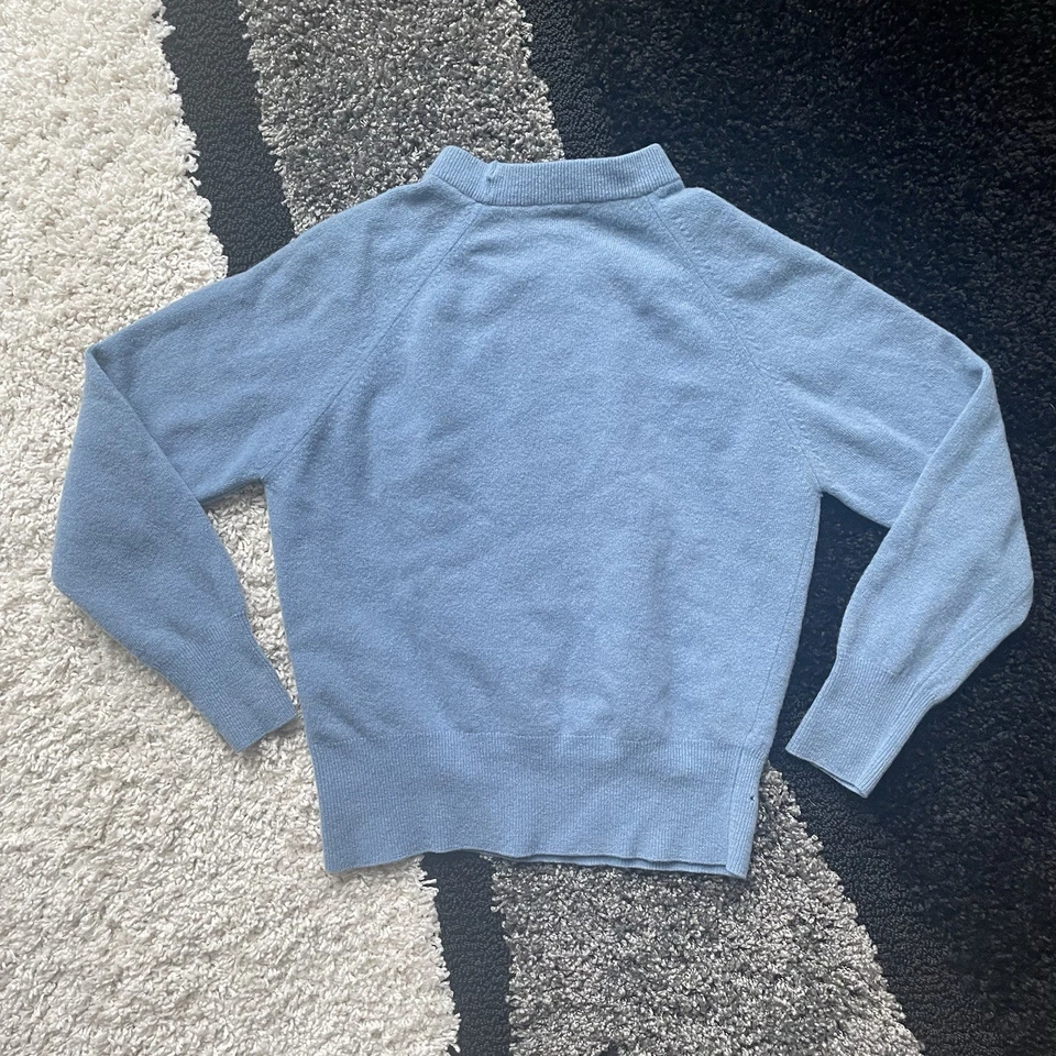 Suéter de lana de cordero azul cielo azul polvo vintage para mujer XXS 2XS Foto 2 de 4