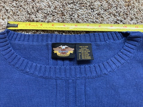 Harley Davidson Women’s Blue knit sweater size With Front And Shoulder Patch - Picture 6 of 7