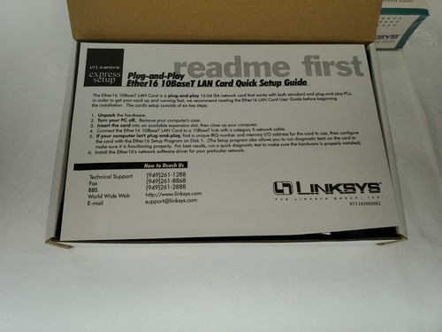 Linksys ISA NE2000 LNE2000T ETHER16 ethernet lan card NEW FACTORY BOX 10BT RJ45 - Picture 13 of 13