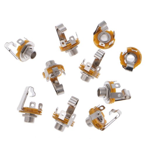 10pcs 1/4" 6.35mm Mono Input Jack Socket Electric Guitar Bass Gif t - Picture 5 of 17