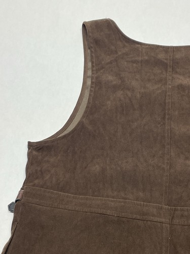 VTG Chocolate Brown Vegan Suede Buckle Jumper Midi Dress Size M Retro Fall Y2K - Picture 15 of 24
