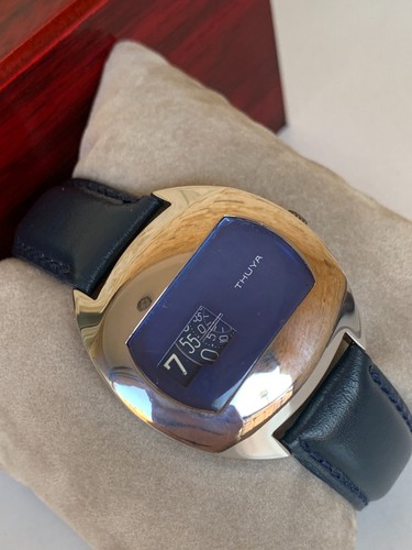 70's Vintage Thuya Jump Hour Digital Watch Automatic Space Age Blue 37mm Men's - Picture 13 of 23
