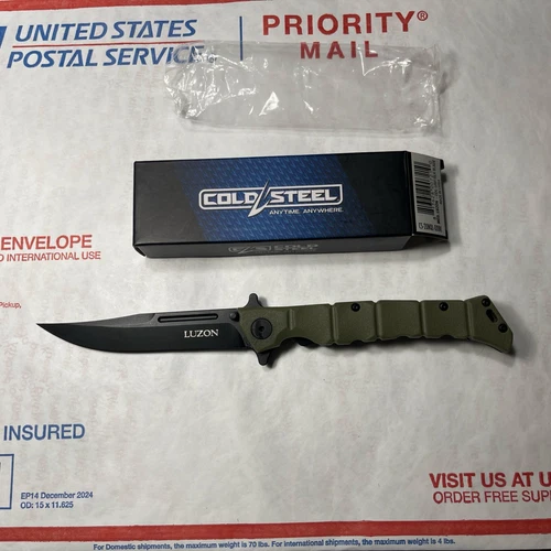 Cold Steel Medium Luzon Folding Knife 4.0" Stainless Blade OD Green GFN Handle