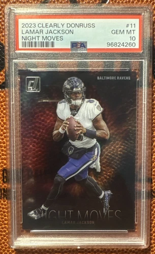 2023 Panini Clearly Donruss Night Moves #11 Lamar Jackson PSA 10 SSP Case Hit SP