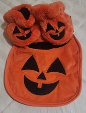 New Happy Halloween Pumpkin Baby Bib-and Booties Set. FREE SHIPPING