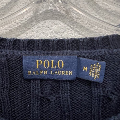 Polo Ralph Lauren Cable Knit Sweater Mini Dress Womens Sz Medium Navy Blue - Picture 2 of 15
